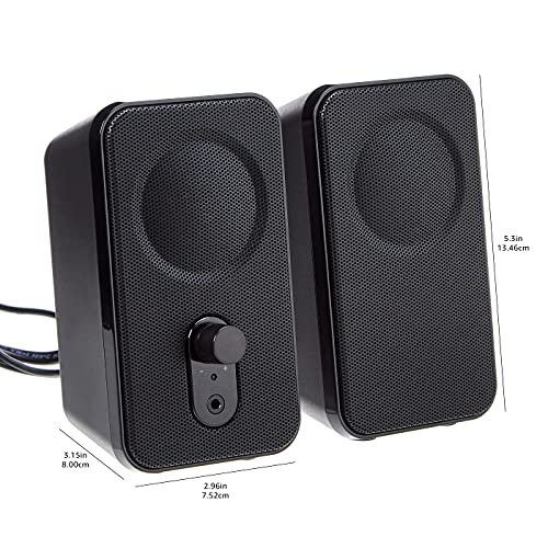 Amazon Basics AC-Powered Computer Speakers for Desktop or Laptop PC with Volume Control, Headphone Jack, Black (US Version)