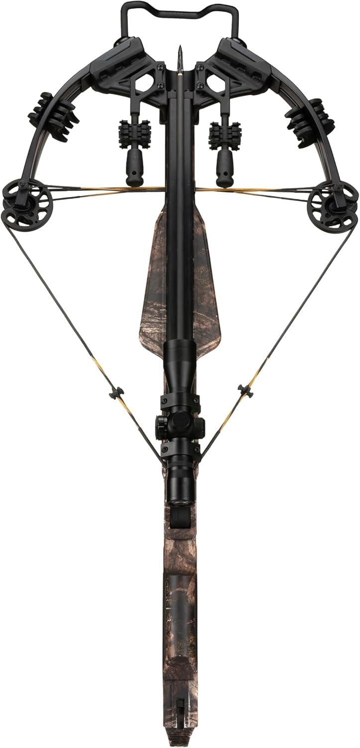 Xpedition Archery Trophy 410X Crossbow with Crank Cocking Device, Compound Crossbow Package, Illuminated 4X32 Scope, 6 20" Bolts, 410 Feet Per Second
