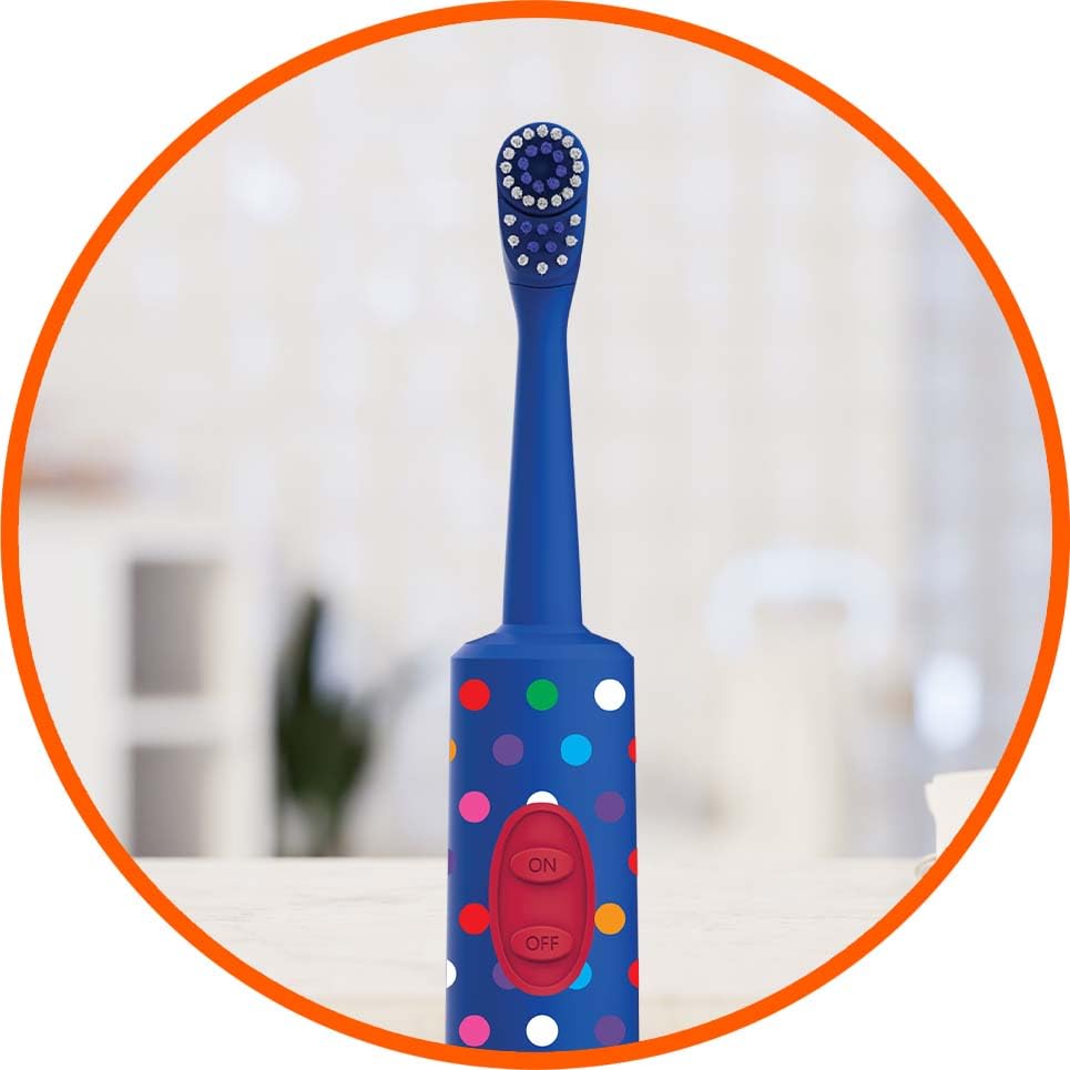 Amazon Basics Kids Electric Toothbrush, Battery Powered, Soft Bristles, Oscillating Brush Head, Ages 4+, 2 Count, 1-Pack (Previously Solimo)