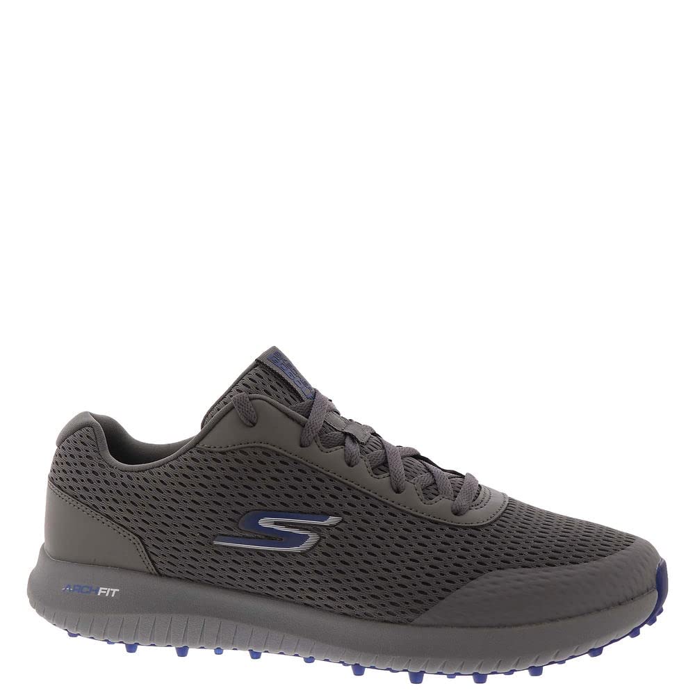 Skechers Men's Elite 5 Range Relaxed Fit Waterproof Spikeless Golf Shoe Sneaker, Charcoal/Navy, 12