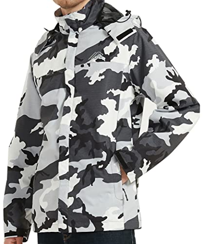 OTU Men's Lightweight Waterproof Hooded Rain Jacket Outdoor Raincoat Shell Jacket for Hiking Travel