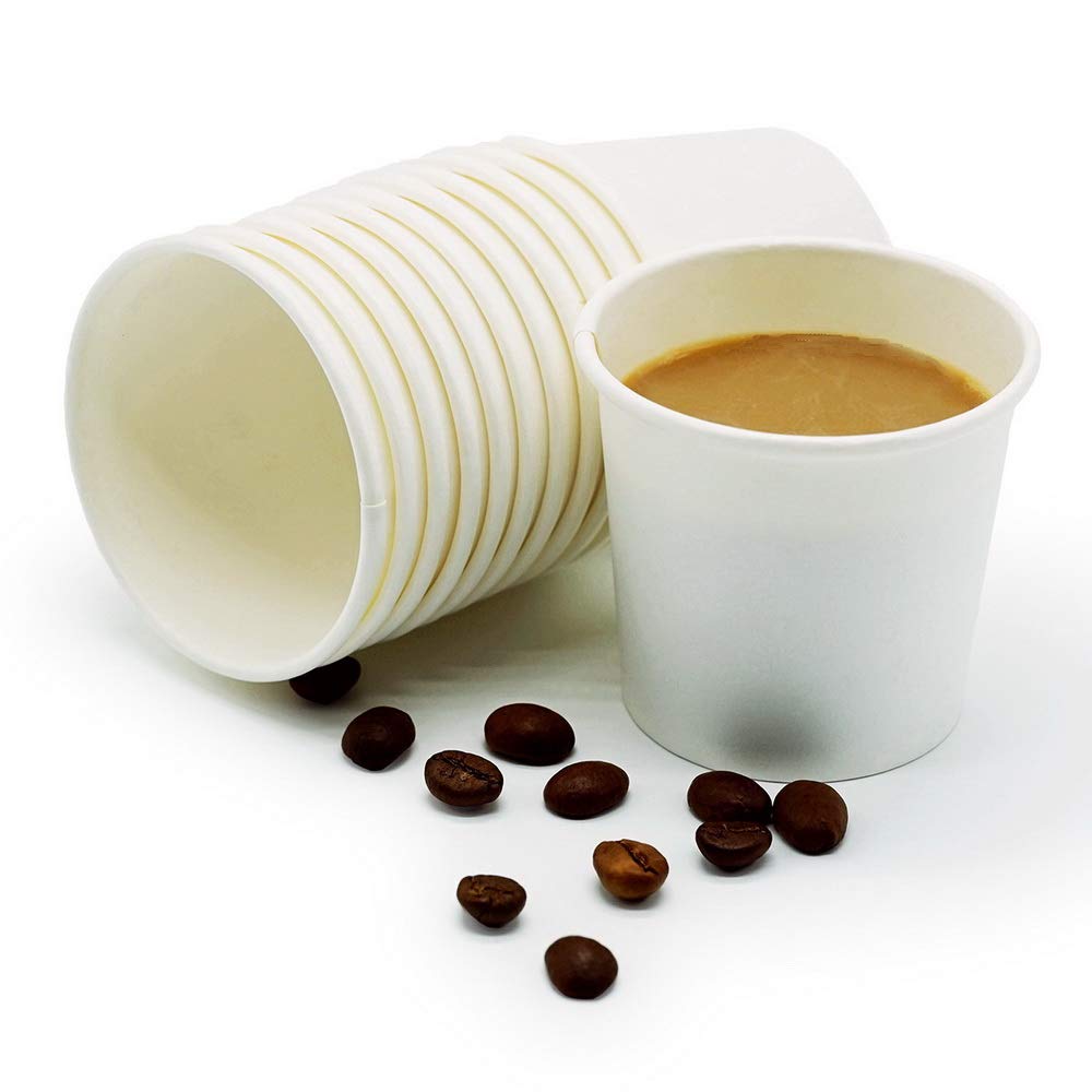 TashiBox 12 oz White Hot Drink Paper Cups - 120 Count - Disposable Paper Coffee Cups