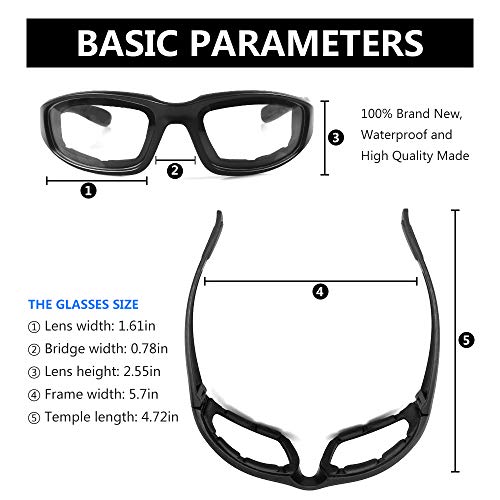3 Pair Motorcycle Riding Glasses Padding Goggles UV Protection Dustproof Windproof Motorcycle Sunglasses for Outdoor Actives