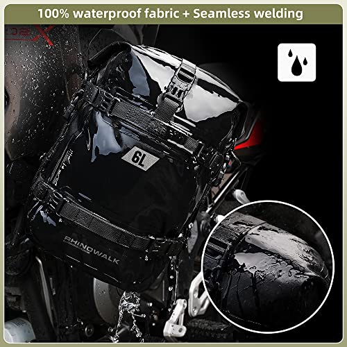Rhinowalk Motorcycle Tail Bag Motorbike Side Bag 8L Full Waterproof Motor Saddle Pannier Bag Rear Rack Trunk Professional Motor Accessories-Black