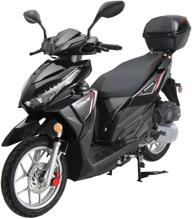 HHH Upgraded 150cc Scooter Vitacci Spark150 Fully Automatic Street Scooter with Gy6 Engine 150cc Motorcycle Moped Gas Street Bike for Adult and Youth (Black)