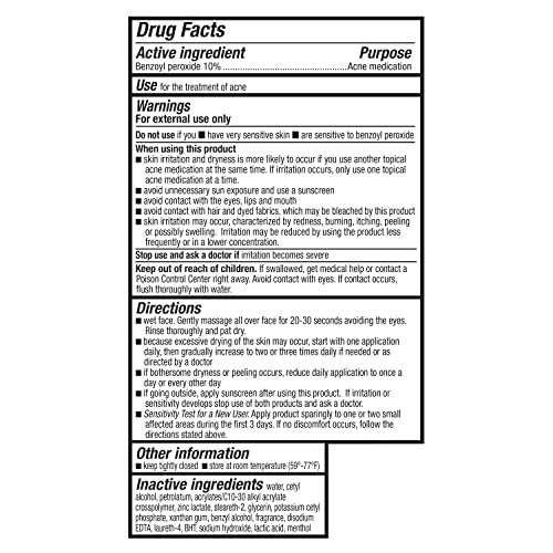 Amazon Basics Acne Treatment Face Wash - Daily Control Cleanser, Maximum Strength 10% Benzoyl Peroxide for Stubborn Breakouts, 5 Ounce