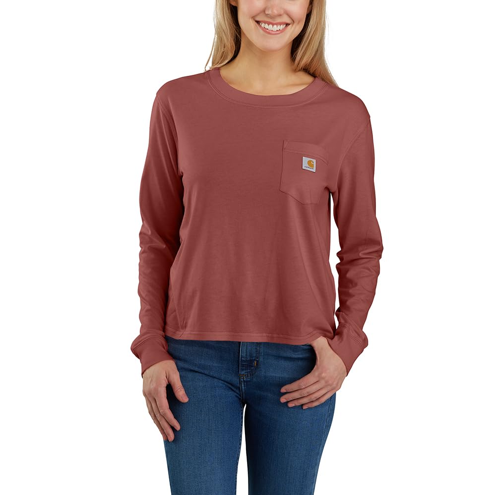Carhartt Women's Loose Fit Lightweight Long-Sleeve Crewneck Pocket T-Shirt