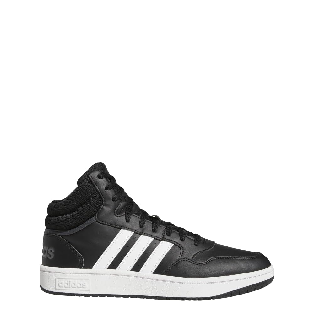 adidas Men's Hoops 3.0 Mid Top Basketball Shoe, Black/White/Grey Six, 11