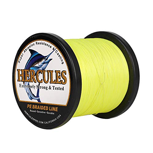 HERCULES Cost-Effective Super Cast 8 Strands Braided Fishing Line 10LB to 300LB Test for Salt-Water,109/328/547/1094 Yards(100M/300M/500M/1000M),Diam.#0.12MM-1.2MM,Hi-Grade Performance,Variety Colors