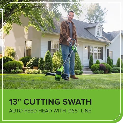 Greenworks 40V 13" Cordless String Trimmer/Weed Wacker + Edger (Includes 20 Blades), 2.0Ah Battery and Charger Included