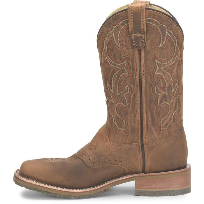 DOUBLE-H 11" Jase Square Toe Western Boots for Men - Texon Insole with Cork Inlay, Oil- and Slip-Resistant I.C.E. Outsole, EH-Rated and Made in USA