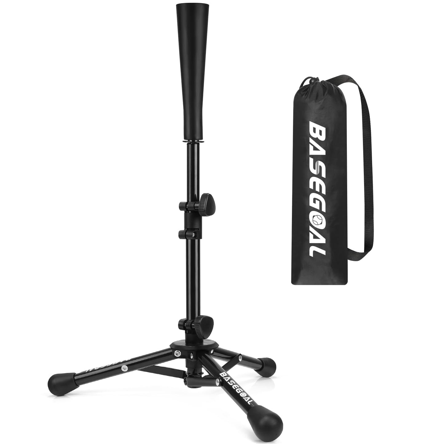 BaseGoal Baseball Tee for Kids,Batting Tee,Softball Tee,Youth Hitting Tee,Teeball Tee,Travel Tee,Easy Adjustable Height and Carry Bag