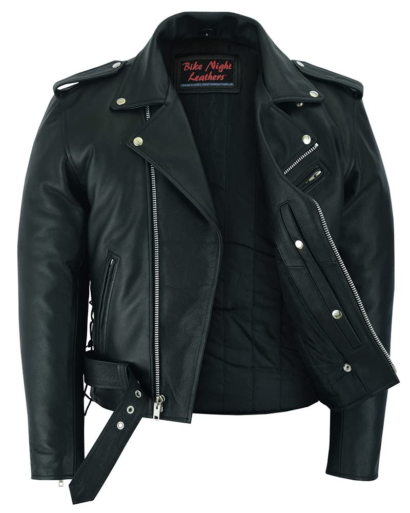 Daniel Smart Men Motorcycle Leather Jacket Black Economy Biker Leather Jacket with inside inside