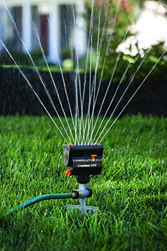 Melnor 65131AMZ MiniMax Turbo Oscillator Sprinkler, 4000 sq. ft., 4-Way Adjustable, Quick Connect Bundle, Black, Yellow