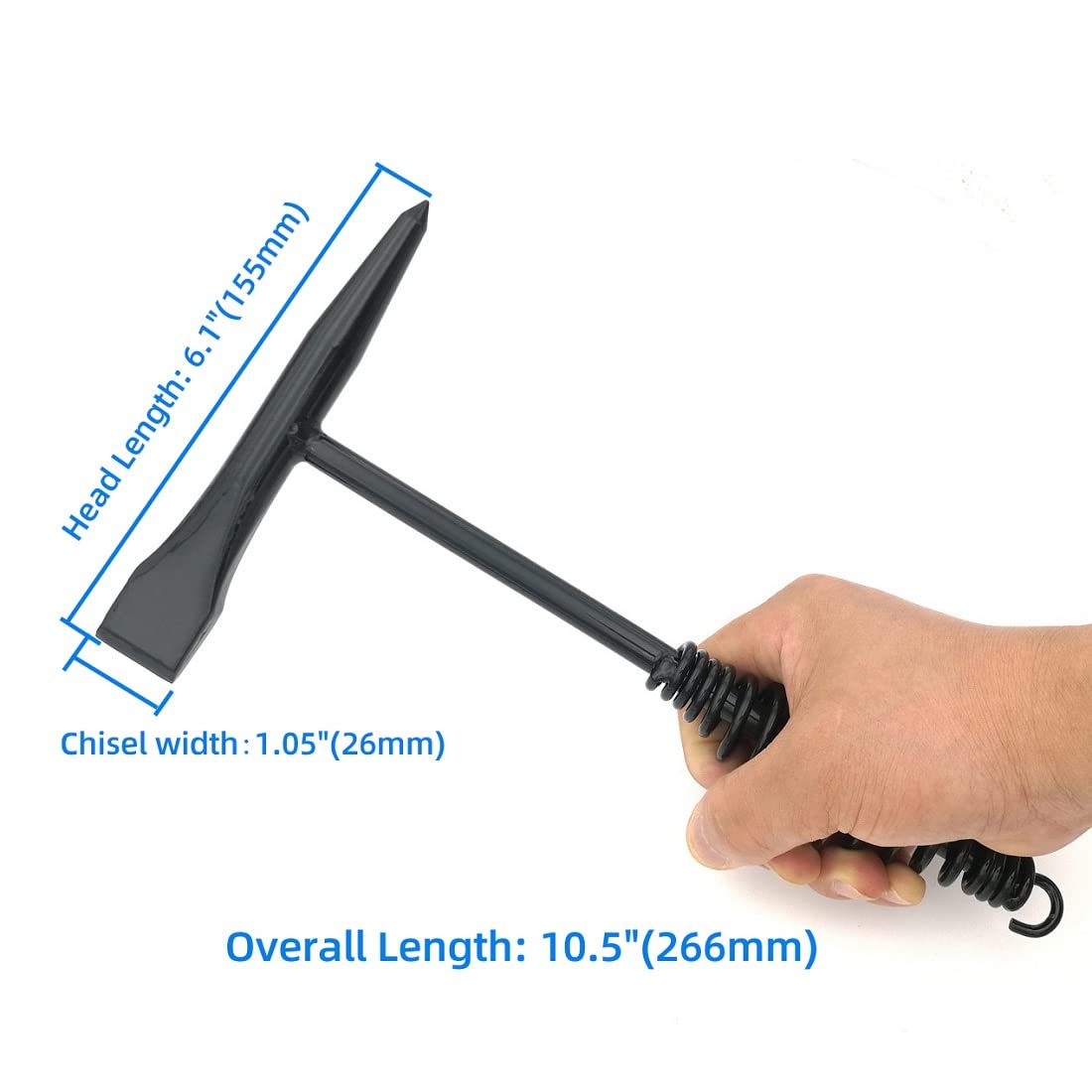 Welding Chipping Hammer with Coil Spring Handle,10.5",Cone and Vertical Chisel,10" Wire Brush