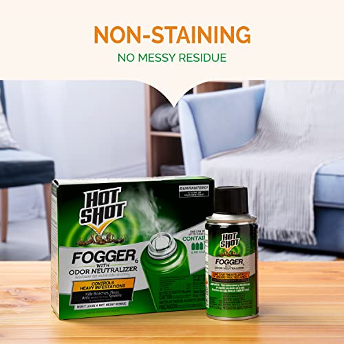 Hot Shot Fogger With Odor Neutralizer, Kills Roaches, Ants, Spiders & Fleas, 3 Count, 2 Ounce Pack of 2