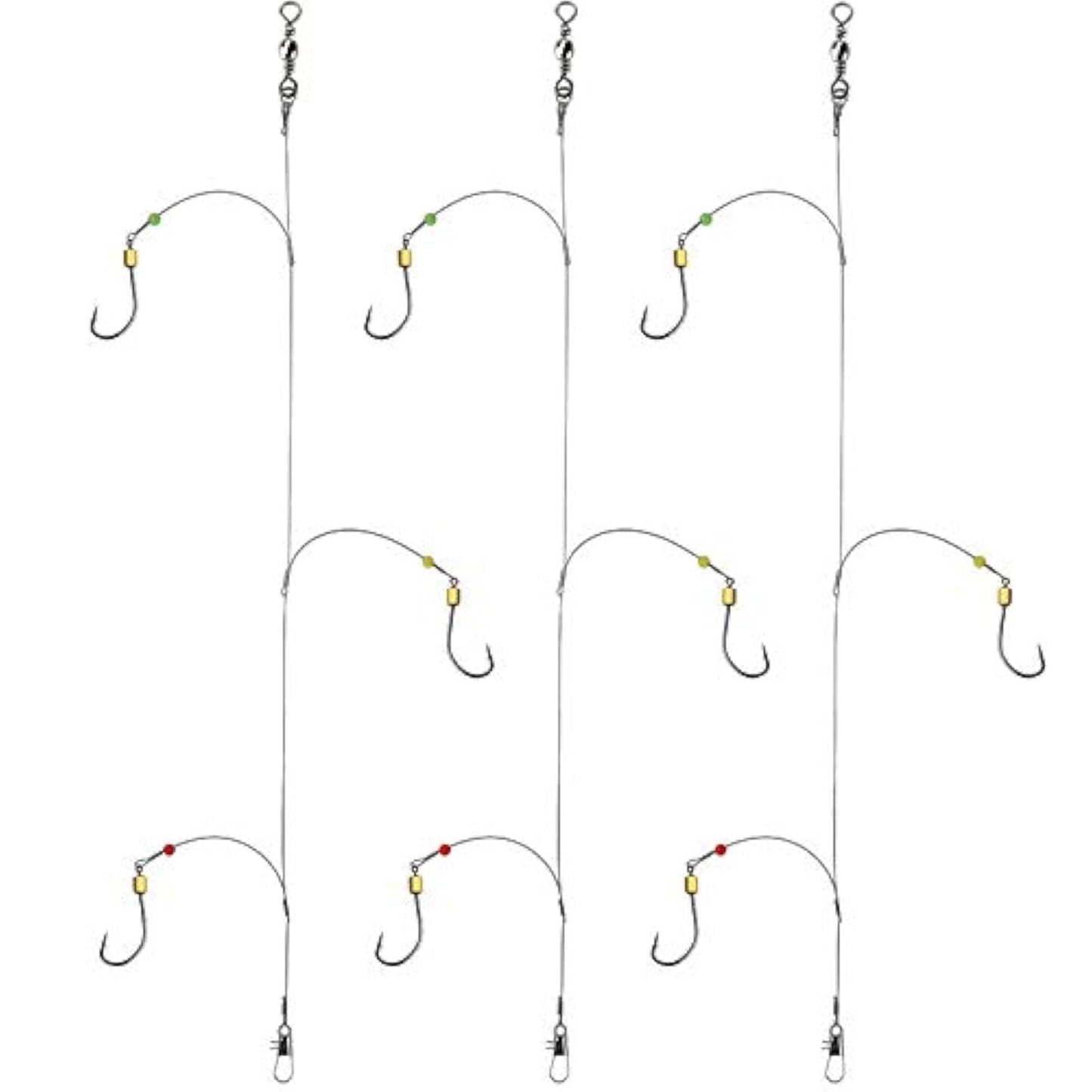 Fishing Hook with Leader,5 Hooks Fishing Rig-7 Strands Nylon Coated Fishing Leader with Swivle,Snap,Hooks