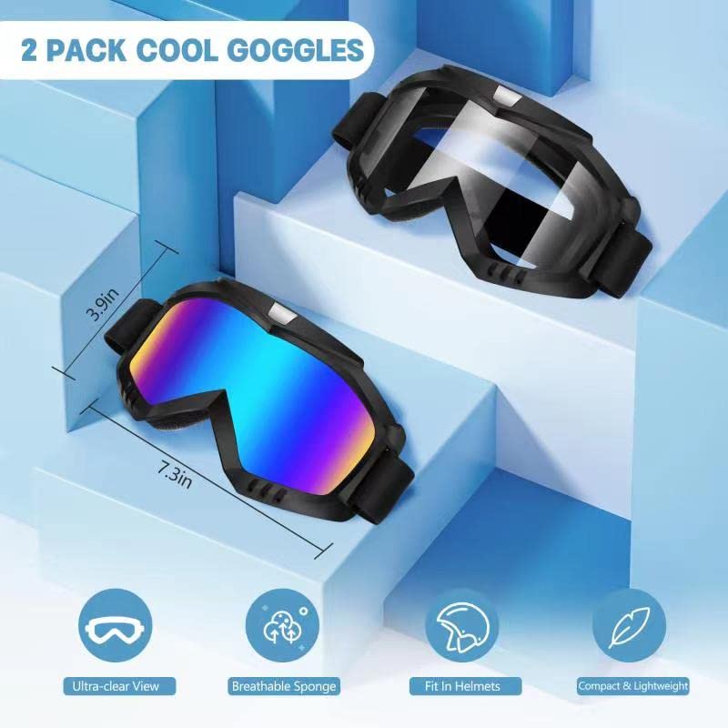 Lievermo Dirt Bike Goggles 2 Pack - Motorcycle, ATV, Riding, Ski, Windproof Racing Glasses
