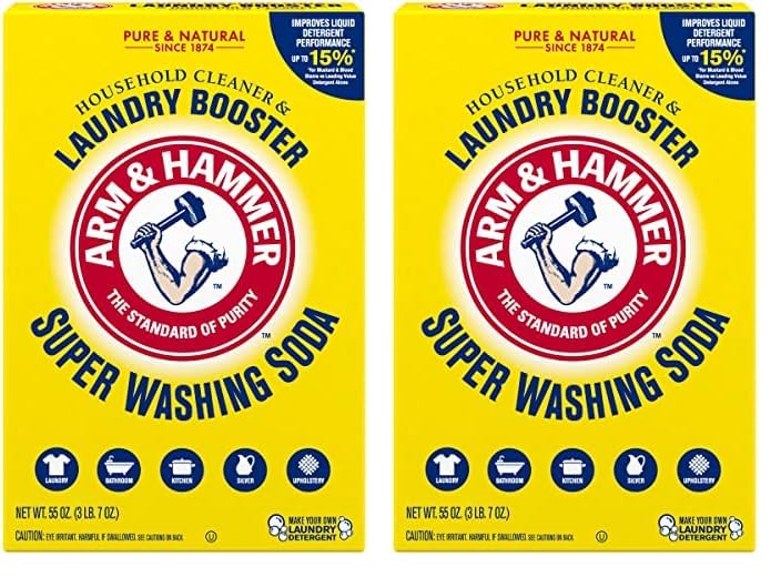 ARM & HAMMER Super Washing Soda Household Cleaner and Laundry Booster, 55 oz Box
