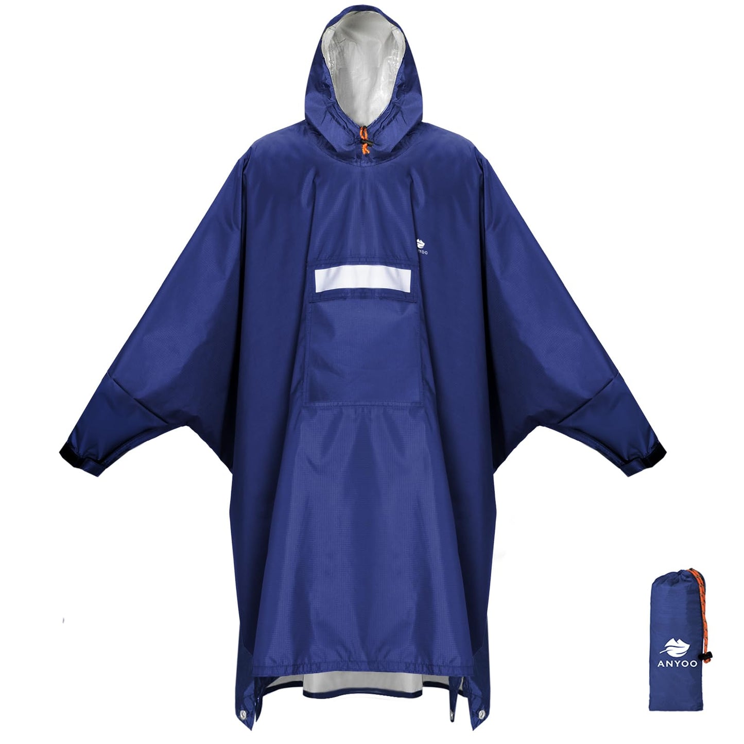 ANYOO Hooded Rain Poncho for Adults Waterproof Lightweight Rain Coat for Men Women Reusable Rain Jacket for Emergency Outdoor