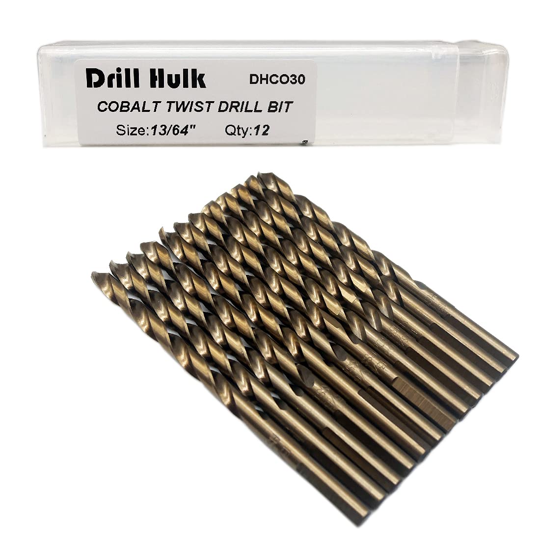 1/4-Inch Cobalt Steel M35 Jobber Length Twist Drill Bits for Hard Metal, Stainless Steel, Pack of 12