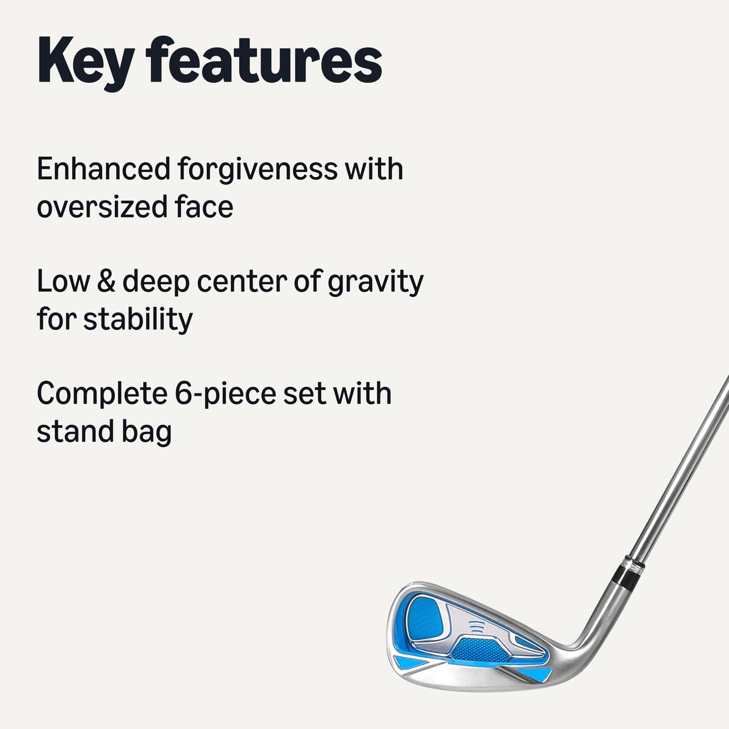 Amazon Basics Golf Club Set, 6- Piece with Stand Bag, Oversized Clubface, Low Center of Gravity