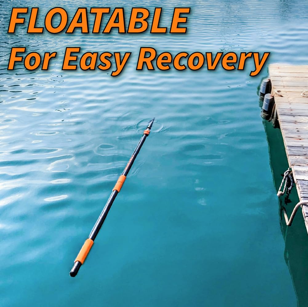 Telescoping Boat Hook Pole for Docking // 5-12 ft Extension Push Pole for Boating // Aluminium Dock Pole with Hook // Multi-Purpose Telescopic Pole: Non-Slip, Durable, Floating, Lightweight & Sturdy