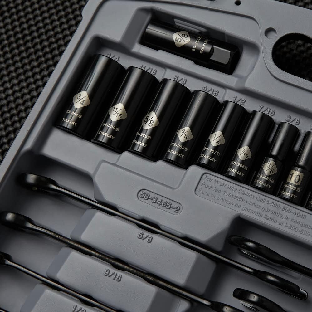 STANLEY Drive Socket Set, Black Chrome, Laser Etched, 99-Piece (92-839)