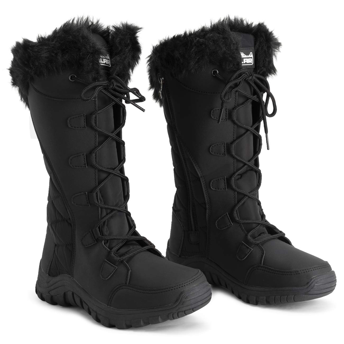 POLAR Womens Quilted Faux Fur Cuff Winter Duck Rubber Sole Durable Snow Rain Outdoor Boots
