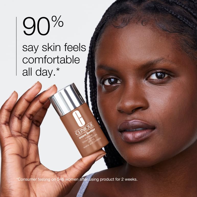 Clinique Even Better Makeup Foundation Broad Spectrum SPF 15 | Medium Coverage + Natural Finish | With Vitamin C | Evens Skin Tone + Reduces Dark Spots, Toffee, 1 Fl Oz