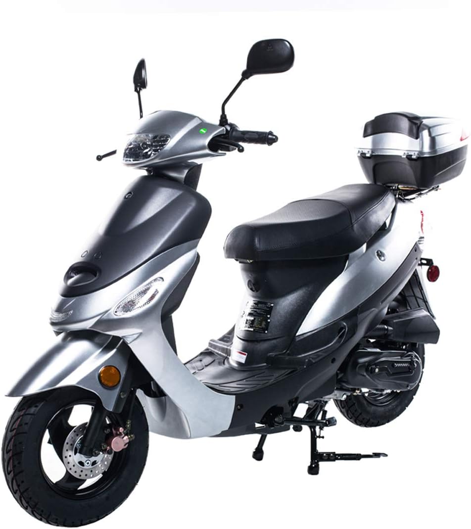 X-PRO 50cc Moped Scooter Gas Moped 50cc Scooter Street Bike (Burgundy)