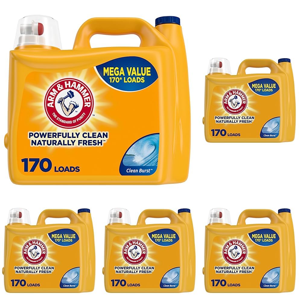 ARM & HAMMER Liquid Laundry Detergent, Clean Burst Fresh, 170 fl oz, 170 Loads