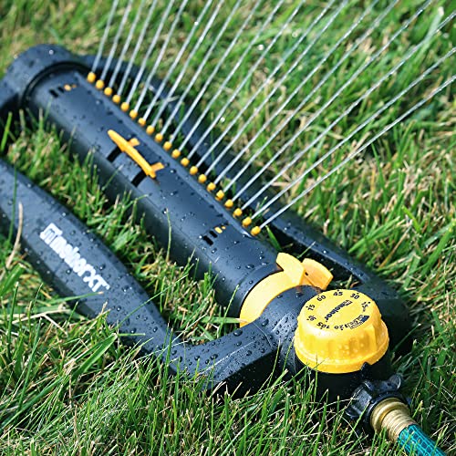 Melnor 65167AMZ XT Turbo Oscillating Sprinkler, 4,500 sq. ft., Quick Connect Bundle, 3-Way Adjustable, Black, Yellow