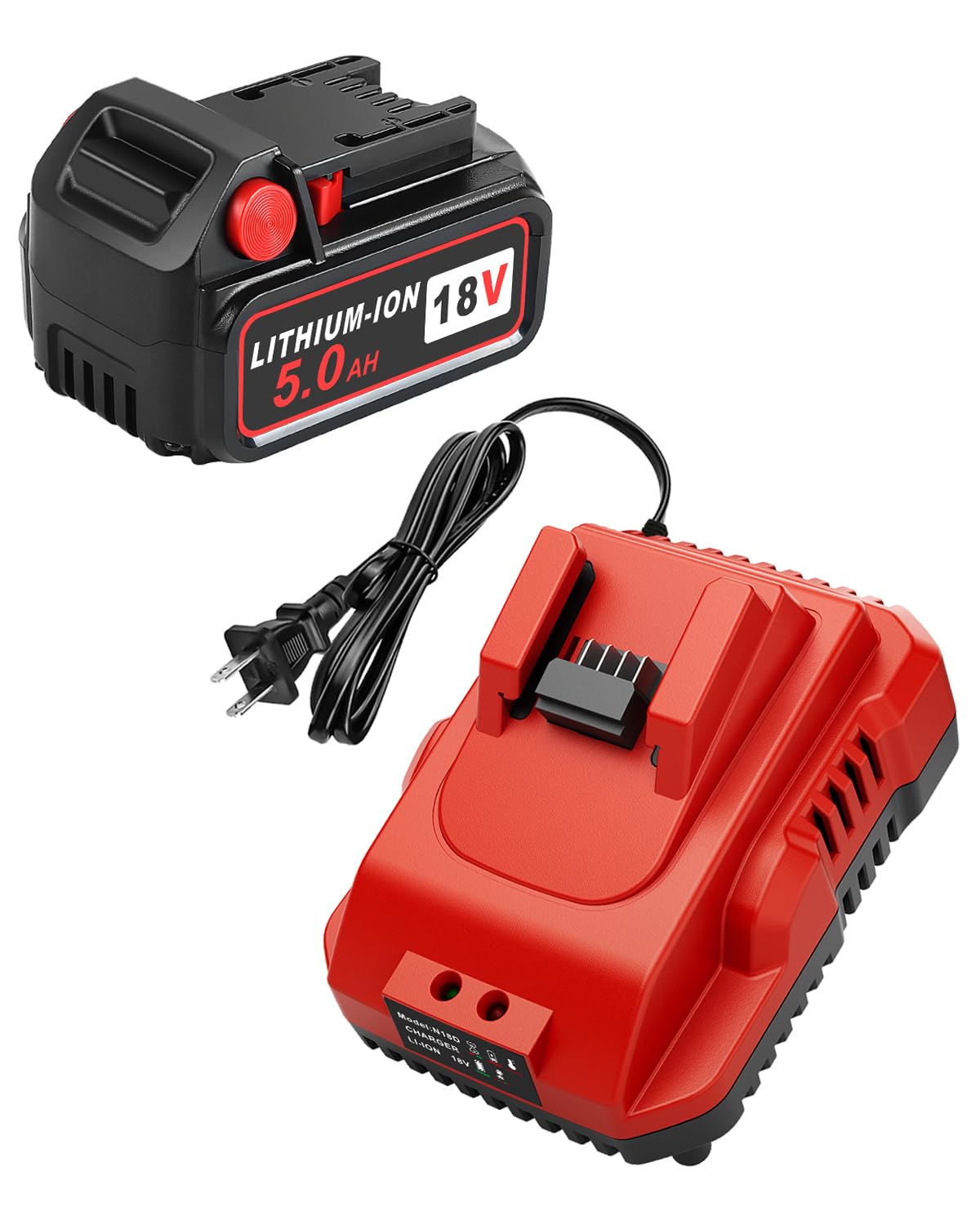 1-Pack 18V 5.0Ah Replacement for Milwaukee M-18 Battery and 1 Charger