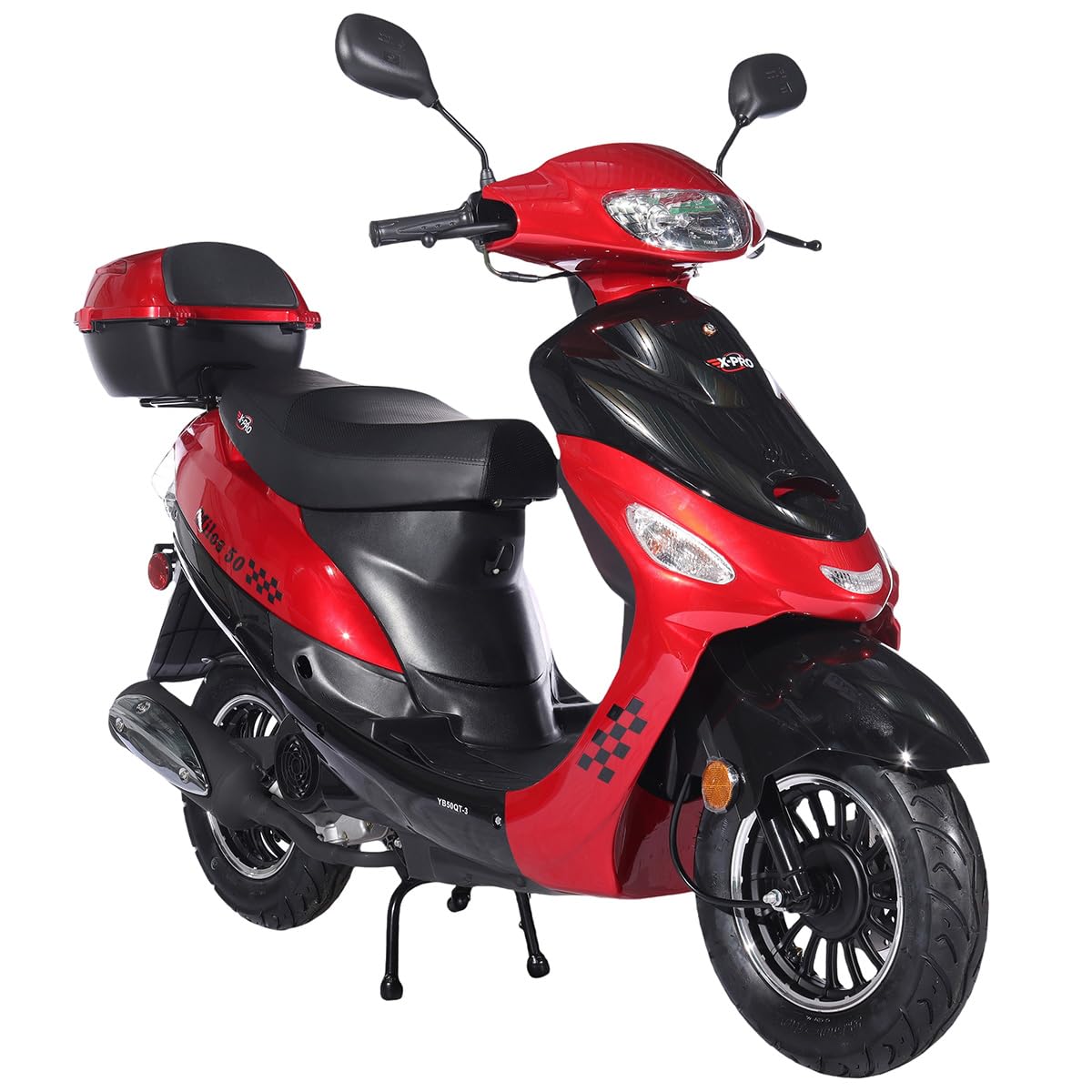 X-PRO Milos 50 Moped with 10" Aluminum Wheels, Electric/Kick Start! (Red)