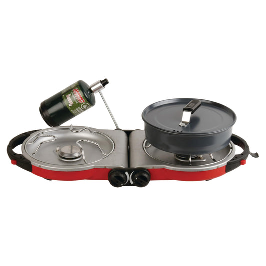 Coleman Fold ‘N Go 2-Burner Propane Stove, Dual Adjustable Burners with 20,000 BTUs of Power & InstaStart Ignition, Great for Camping, Tailgating, Grilling, & More