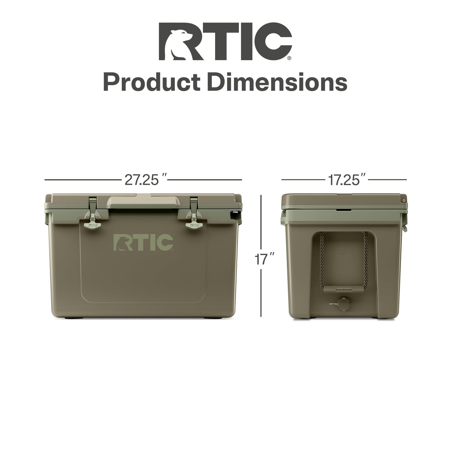 RTIC Ultra-Light 52 Quart Hard Cooler Insulated Portable Ice Chest Box for Beach, Drink, Beverage, Camping, Picnic, Fishing, Boat, Barbecue, 30% Lighter Than Rotomolded Coolers