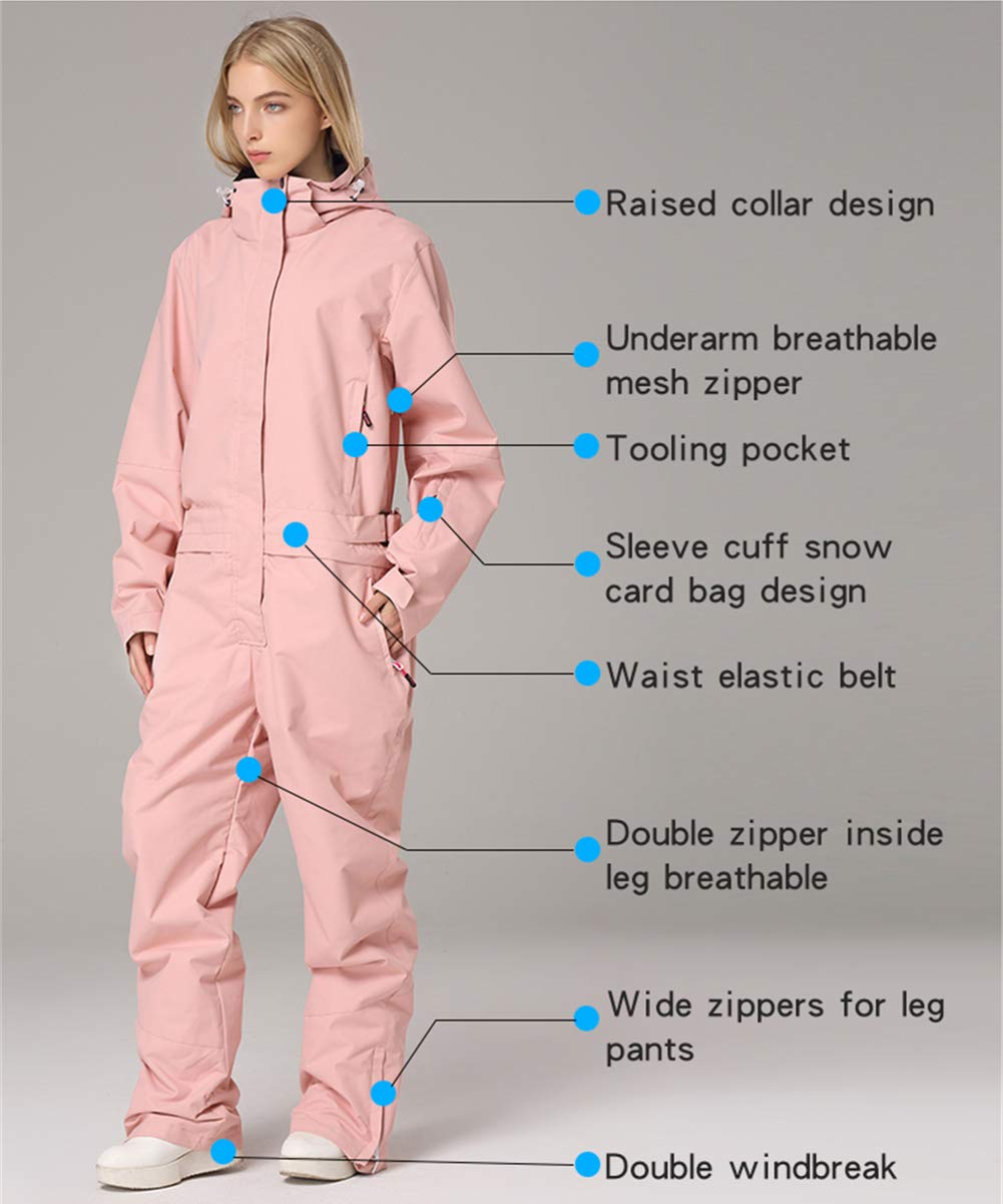 YEEFINE Women's Ski Suit One Piece Snowsuits Jumpsuits Winter Waterproof Snowboard Suits