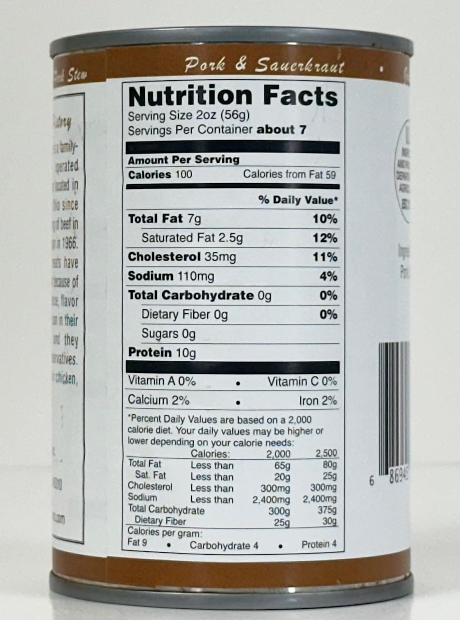 Werling & Sons Canned Pork 14.5 Oz Fully Cooked Ready to Eat Canned Meat Premium Quality Shelf Stable No Refrigeration Needed Perfect for Emergency Storage Camping Survival Canned Food Pack of 12