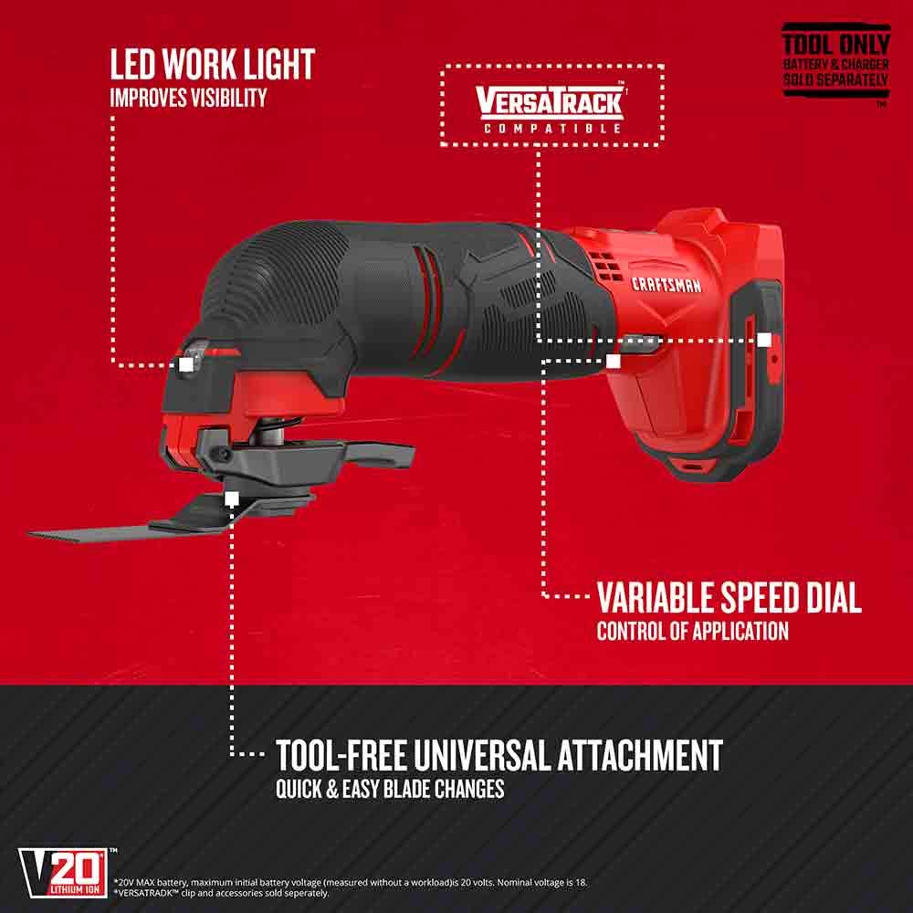 CRAFTSMAN V20 Power Tool Combo Kit, 7-Tool Cordless Power Tool Set with 2 Batteries and Charger (CMCK700D2)