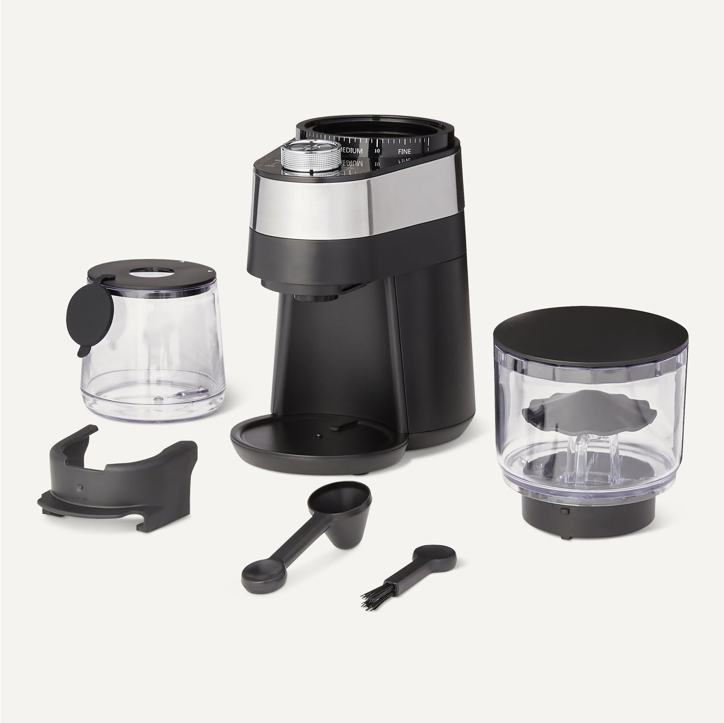 Amazon Basics Burr Coffee Grinder, 30 Grind Settings for French Press, Drip Coffee and Espresso, Anti-Static System, 6.5-Ounce Hopper, Black