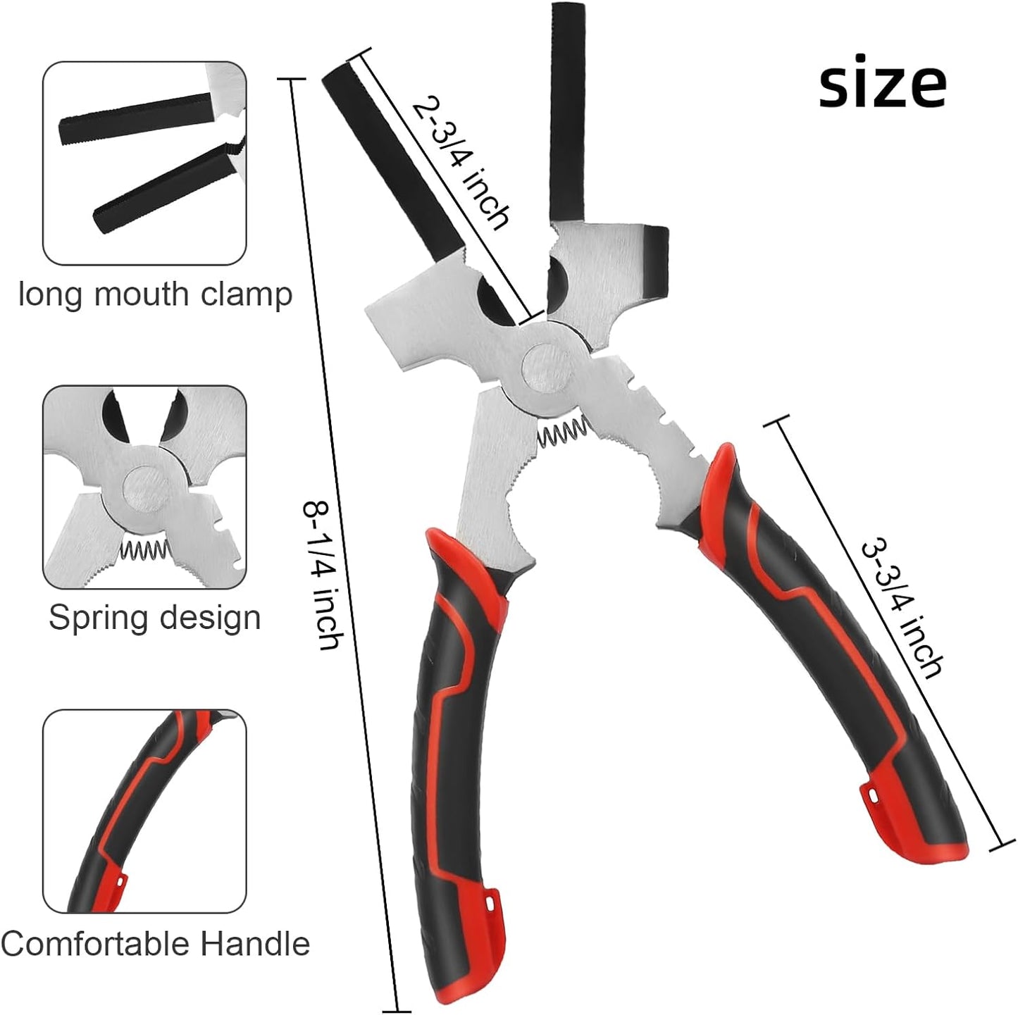 Welding Accessories,5pc,Chipping Hammer 10.5", Leather Welding Gloves 13.5",6-in-1 Welpers Pliers 8",Wire Brush 10"