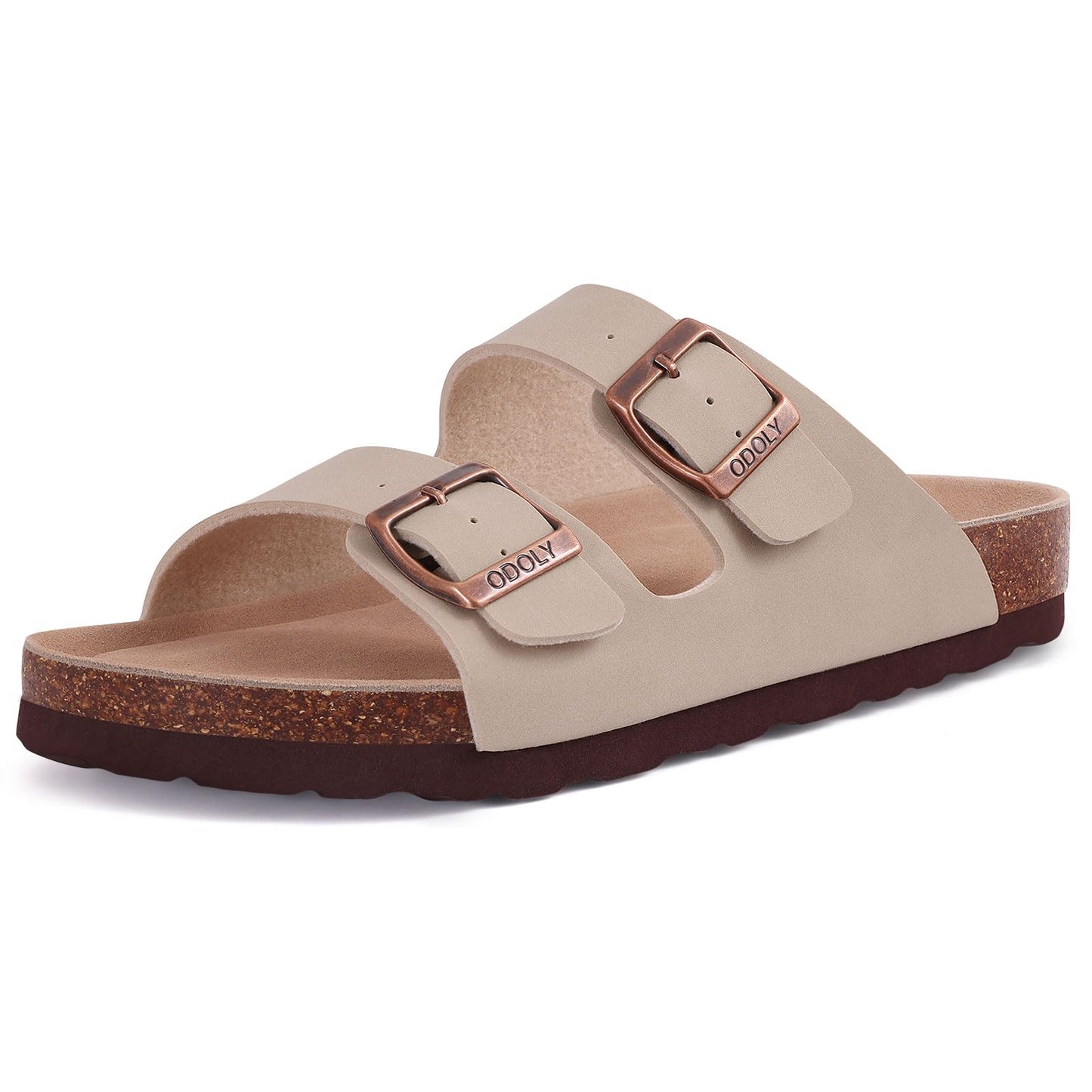 Unisex Cork Footbed Slide Sandal, Arch Support Summer Outdoor Sandals with Adjustable Buckle for Women and Men