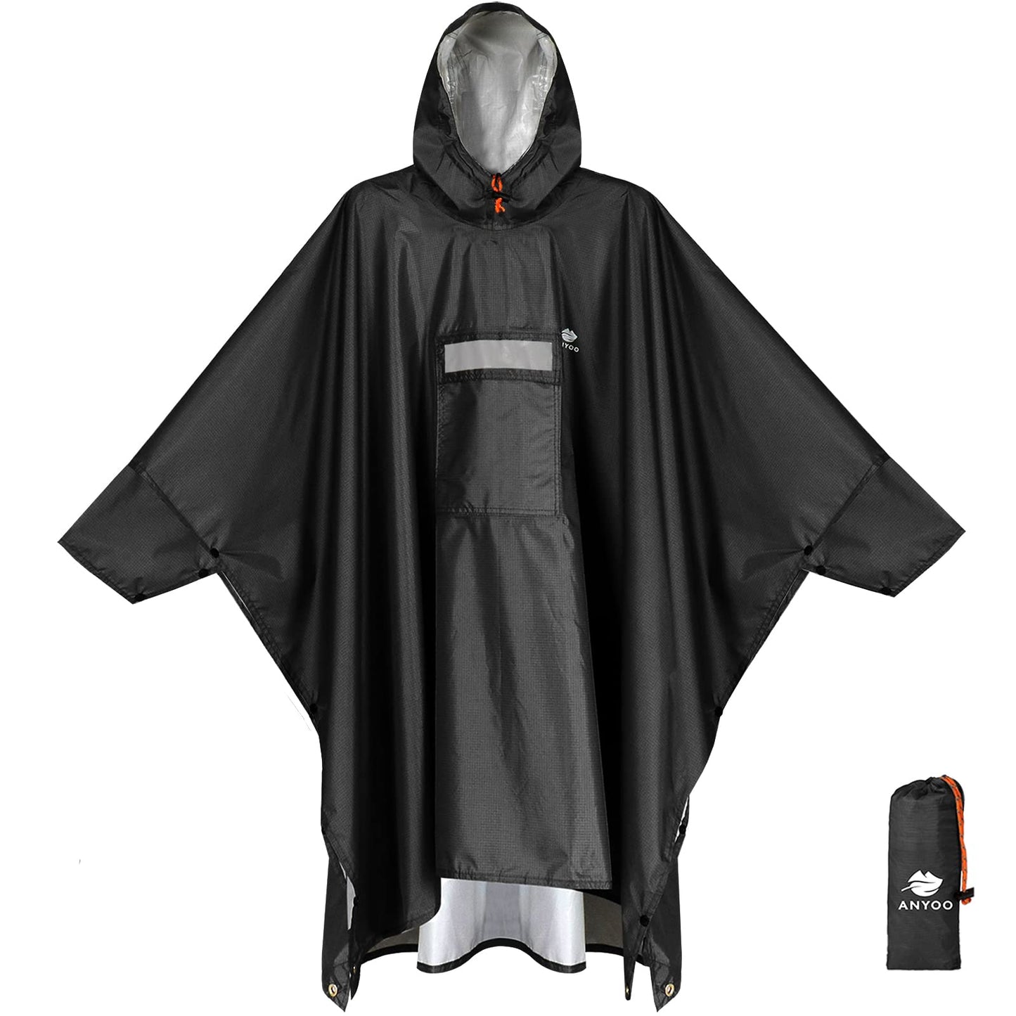 ANYOO Hooded Rain Poncho for Adults Waterproof Lightweight Rain Coat for Men Women Reusable Rain Jacket for Emergency Outdoor