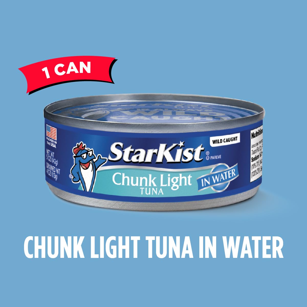 StarKist Chunk Light Tuna in Water, 5 oz (8 Pack) Canned Tuna Fish, Wild Caught, Gluten Free, Ready to Eat, Perfect for Salads, Keto Meals and Snacks, with 20g Protein & 90 Calories Per Serving