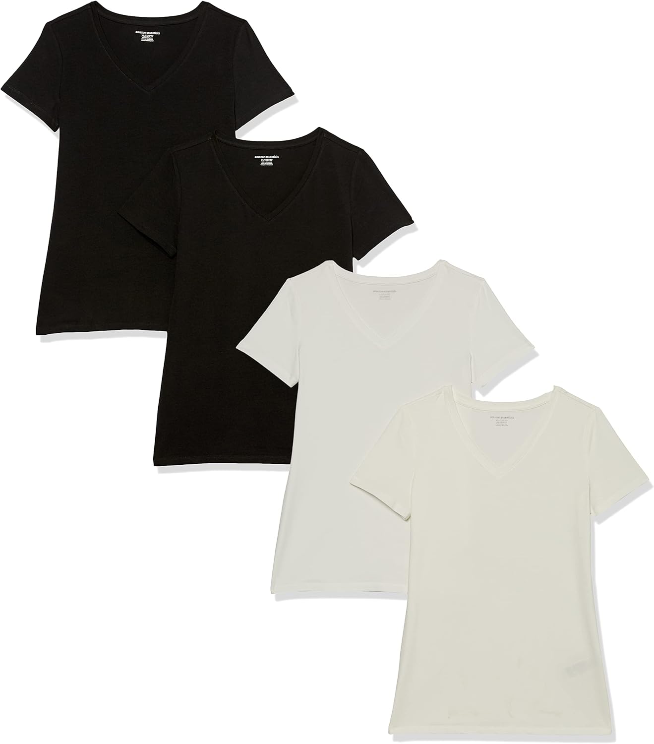 Amazon Essentials Women's Regular-Fit Short-Sleeve T-Shirt (Crewneck and V-Neck Options), Multipacks