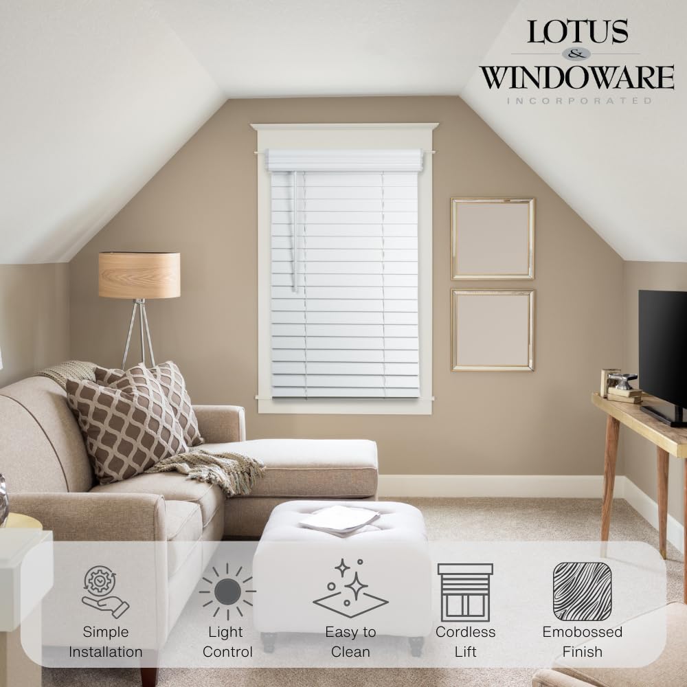 【Lotusinhand】Two-Tone Normal 新品2個セット Lotus & Windoware Cordless, 2 Inch Faux Wood Blind, 35