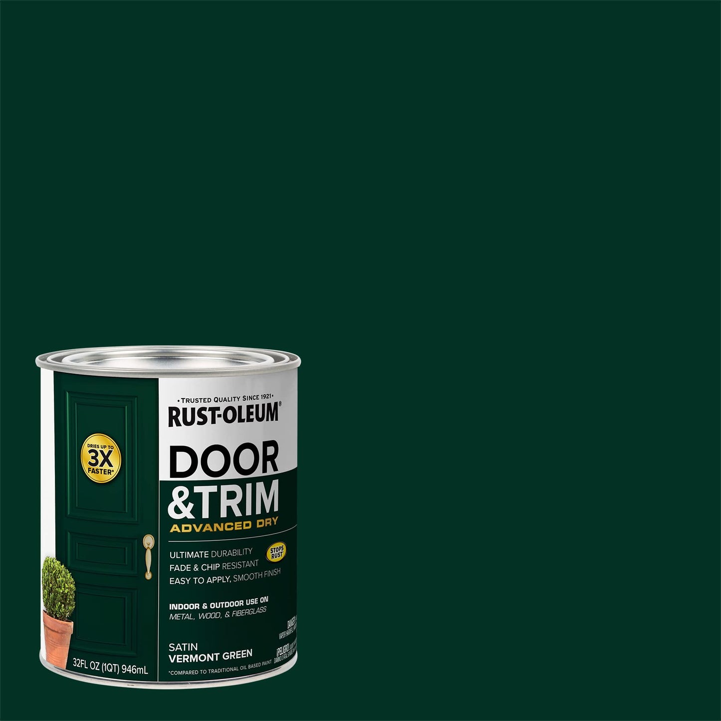 Rust-Oleum 369383 Advanced Dry Door & Trim Paint, Quart, Satin Black