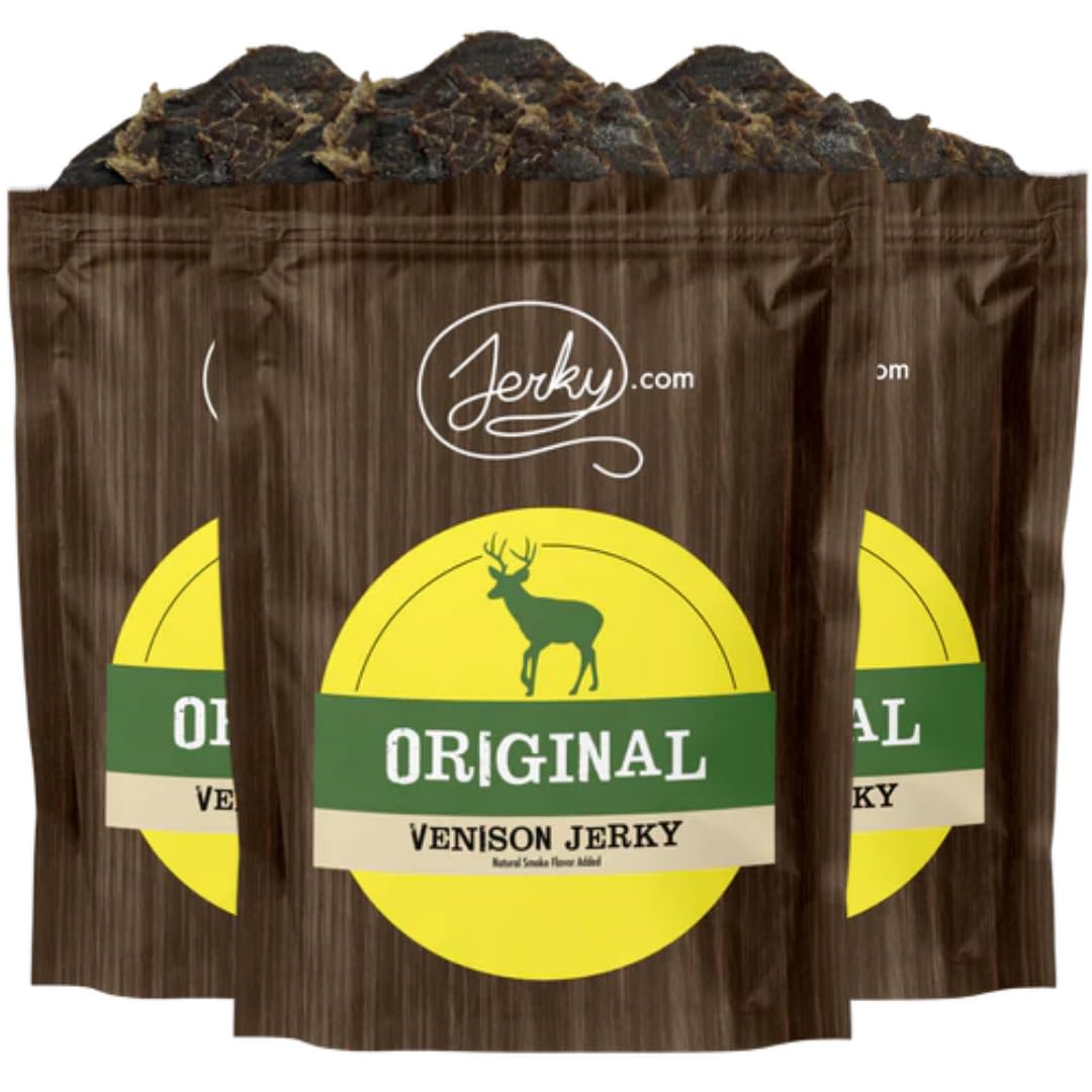 Jerky.com Original Buffalo Jerky 3-Pack - Exotic Jerky High Protein, Gluten-Free, All-Natural Exotic Snack - Premium Wild Game Meat - Perfect for Hiking, Camping, and On-the-Go 1.75oz (Pack of 3)