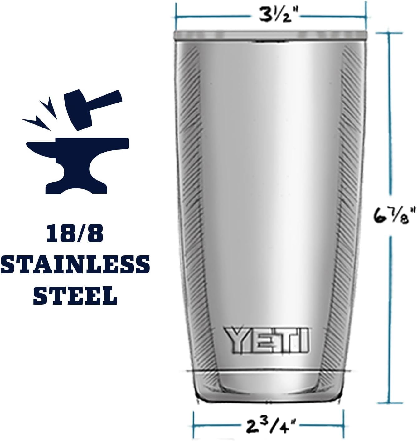 YETI Rambler 20 oz Tumbler, Stainless Steel, Vacuum Insulated with MagSlider Lid, Moon Dust